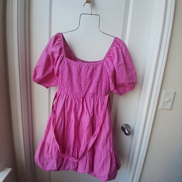 Elegant Pink Puff Sleeve Women's Dress Size Medium Size Medium - Picture 4 of 5
